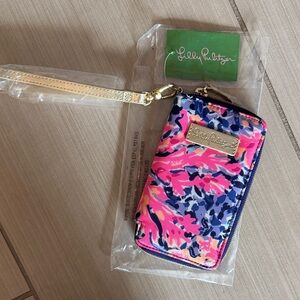 Lilly Pulitzer Vibrant Pink and Blue Wristlet Wallet and Phone Case